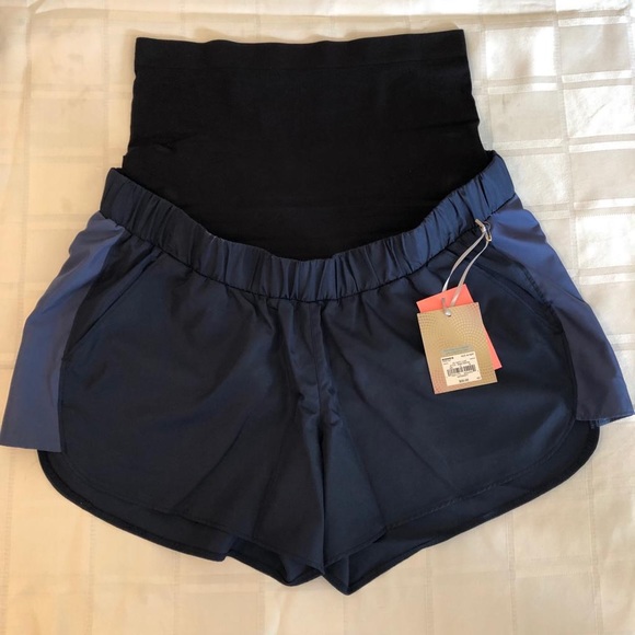 a: Glow 401 Navy Luxe Maternity Active Short - Picture 2 of 4